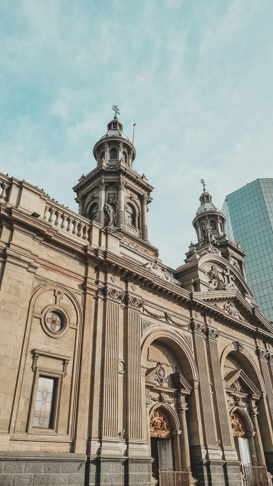 Detailed facade of a historic building in downtown Santiago