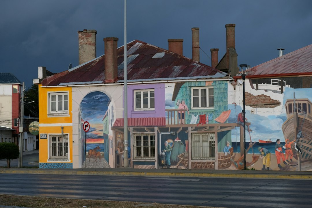 Waterfront buildings of Punta Arenas, Chile on the Strait of Magellan